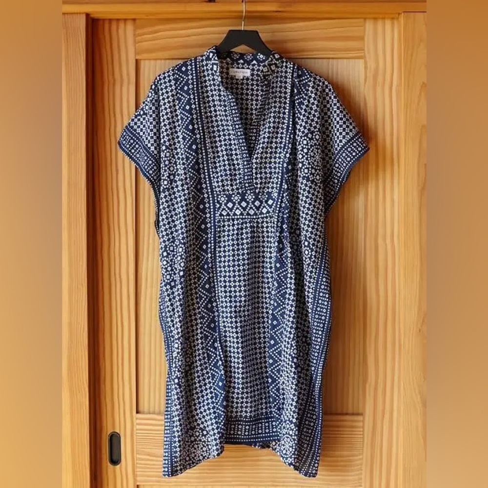 Emerson Fry Navy and Cream Patterned Caftan/Swim Cover Up- New with tag
